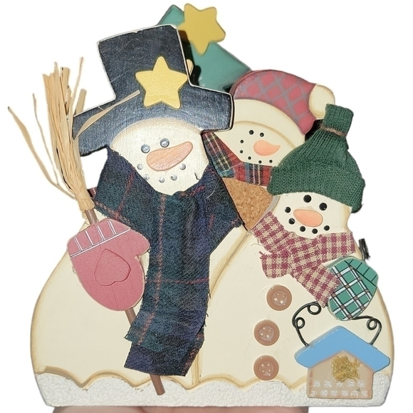 Vintage Christmas coasters snowmen holder & 6 snowman coasters - Picture 6 of 10